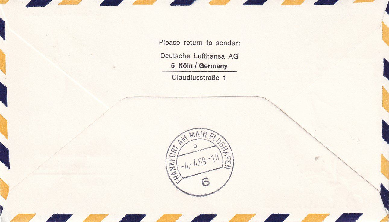 Tutti i francobolli: Erstflug Lufthansa Osaka - Frankfurt 1969 – Usato da Baar venduto da Asmara111 1