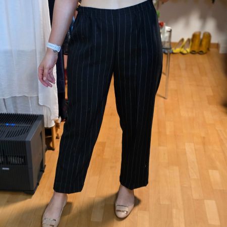 Damen Hose Schwarz Gestreift L XL Elegant Top Zustand