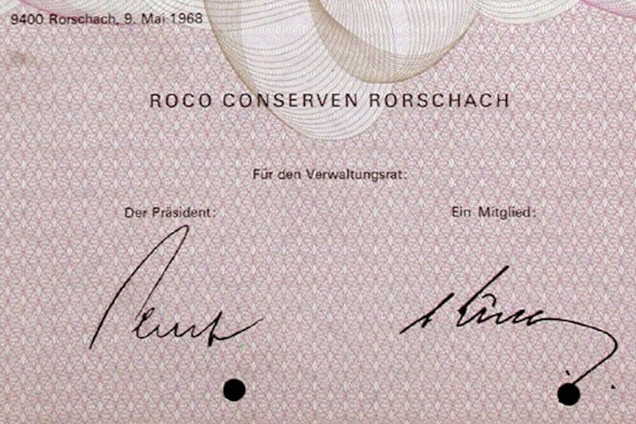 Documenti: Roco Conserven Rorschach AG, Rorschach - 1968 – Usato da Solothurn venduto da Sgasche 1