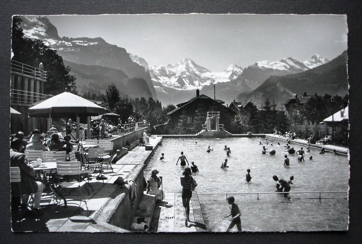 Cartoline postali: WENGEN Schwimmbad – Nuovo (secondo la descrizione) da Jona venduto da philajona