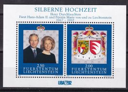 Liechtenstein Block 982 Silberne Hochzeit ** 1.6.1992