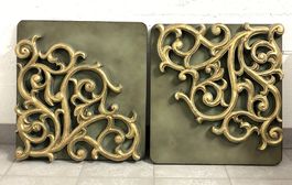 2 Deko Wandpaneelen Holz/Kunststoff Olivgrün/Gold No.2