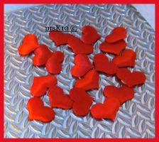 60 Stück Satin Herzen Rot