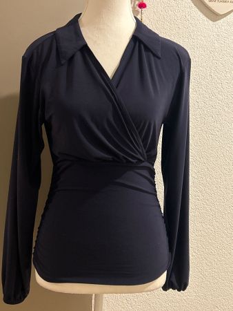 Anna Field Wickelshirt langarm mit Hemdkragen dunkelblau
