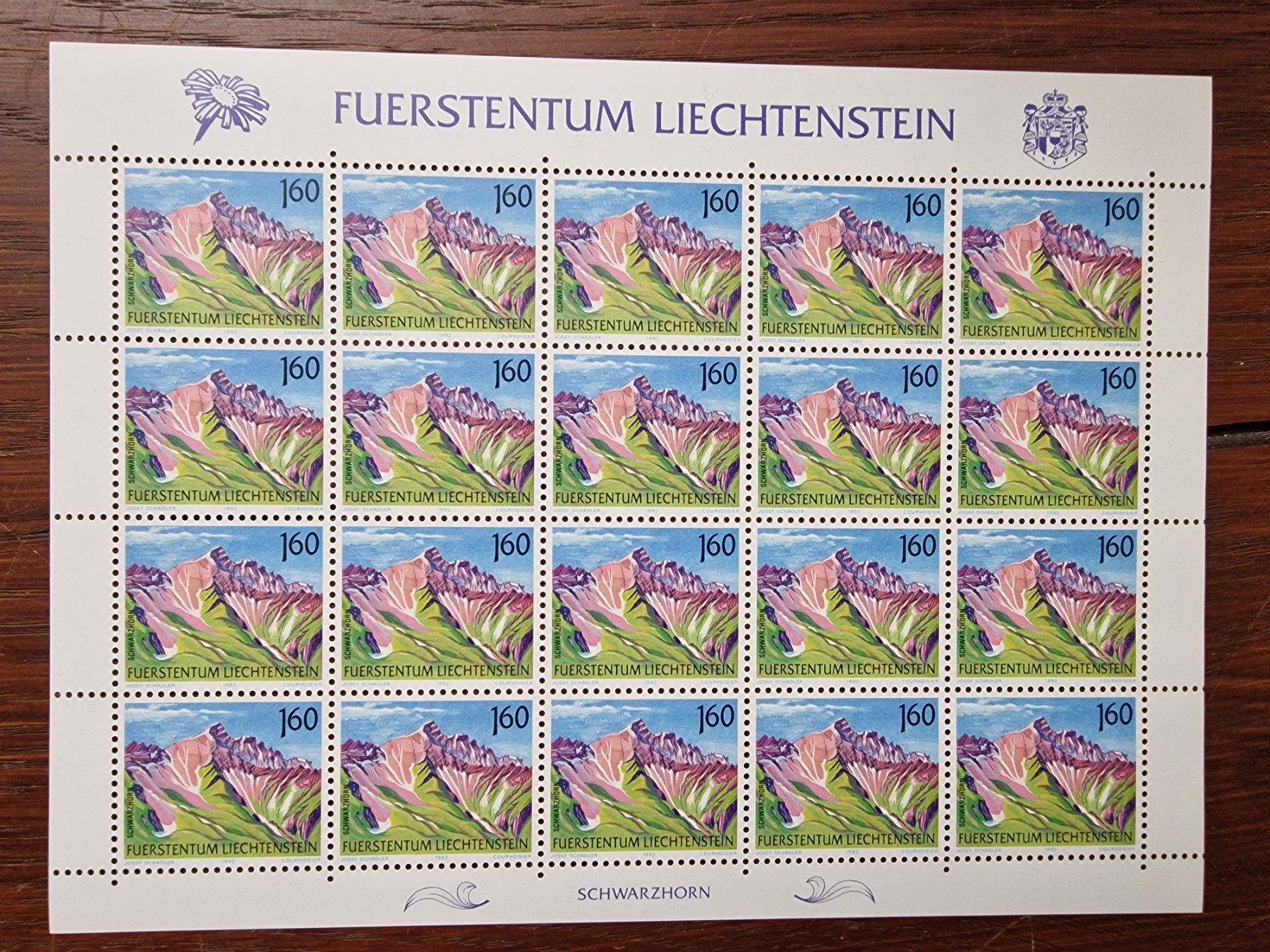 Tutti i francobolli: FL 1991 Mi.Nr. 1038 Bogen "Berge - V " postfrisch – Nuovo (secondo la descrizione) da Aesch LU venduto da briefmarken.uray