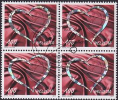 2017, Nr.1659 (Liebe) Viererblock mit Ersttags-Stempel.