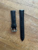Uhrenarmband 18 mm aus schwarzem Echtleder mit Alligatorpräg