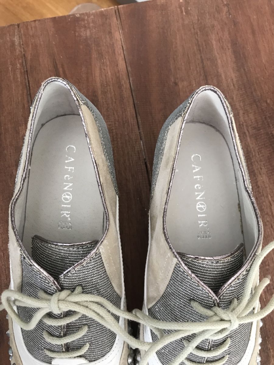 Damenschuhe: Café Noir Schnürschuhe, Gr.37, Leder mit Glitzersteinen – Gebraucht aus Meilen von delta-da-spica 4