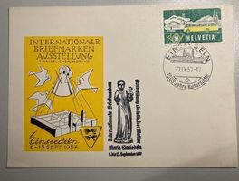 Postkarte Briefmarken Ausstellung Einsiedeln 1957 - Rarität!