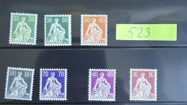 Briefmarken Sitzende Helv. mit Schwert..7 Werte 1908-1940