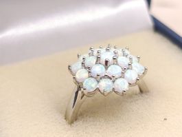 Vintage 925er Silber Ring mit Natur Opale Top