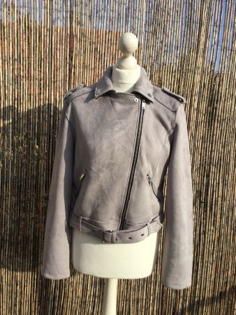 Veste + ceinture grise style motard Clockhouse