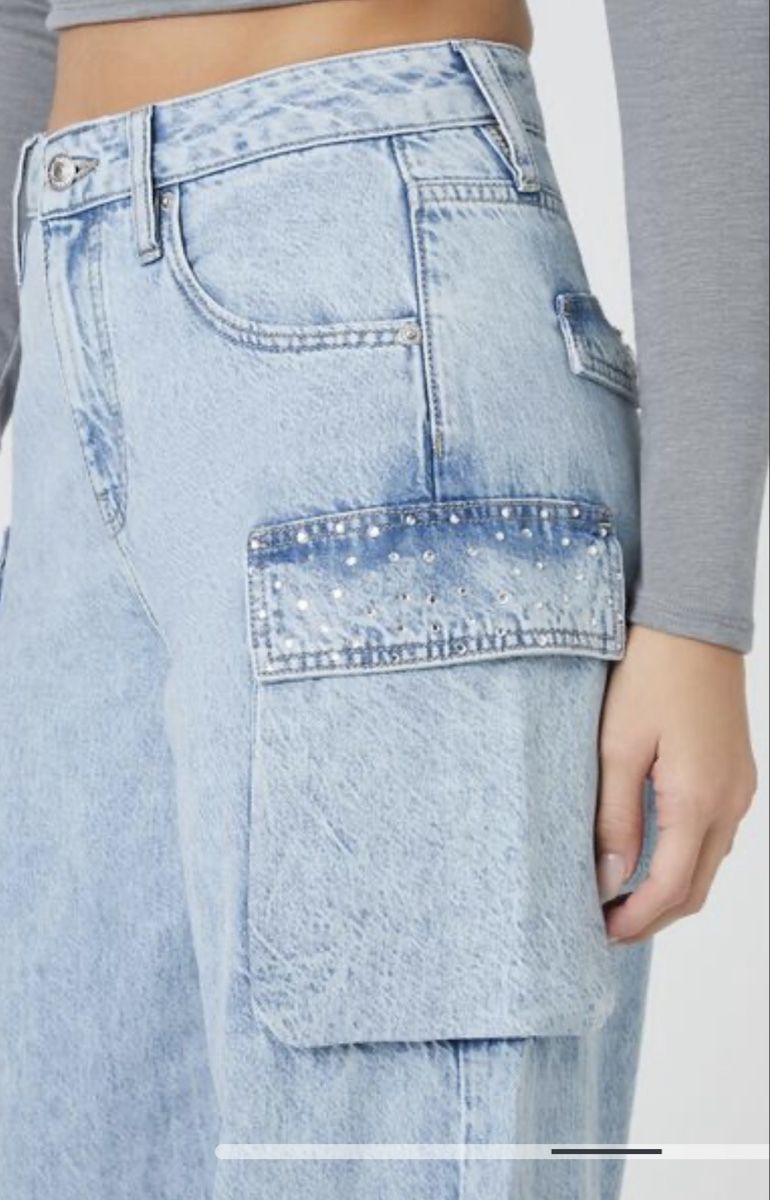 Jeans: Trendy Cargo Jeans, Gr. 44, Hellblau – Nuovo e nell'imballaggio originale da Bassersdorf venduto da BarbarasBoutique 1