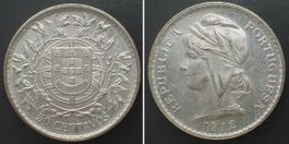 PORTUGAL 50 Centavos 1912 Silber seltener Jahrgang Prooflike