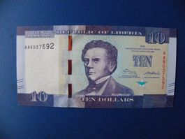 10 Dollar 2016, Schein Republik Liberia, Unc Zustand