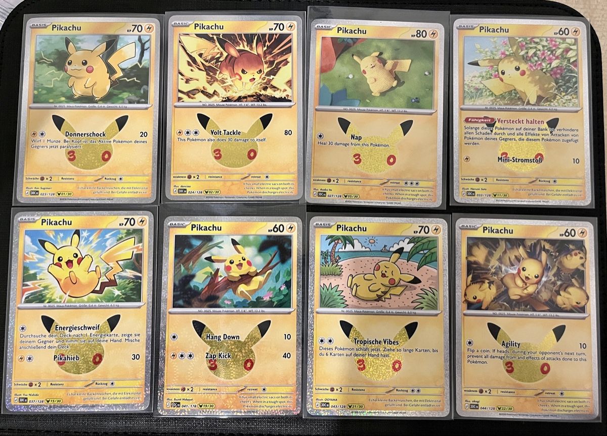 Pokémon Carte collezionabili: 8x Pikachu 30th Celebration (30C) – Nuovo (secondo la descrizione) da Abtwil SG venduto da Doemiyoo