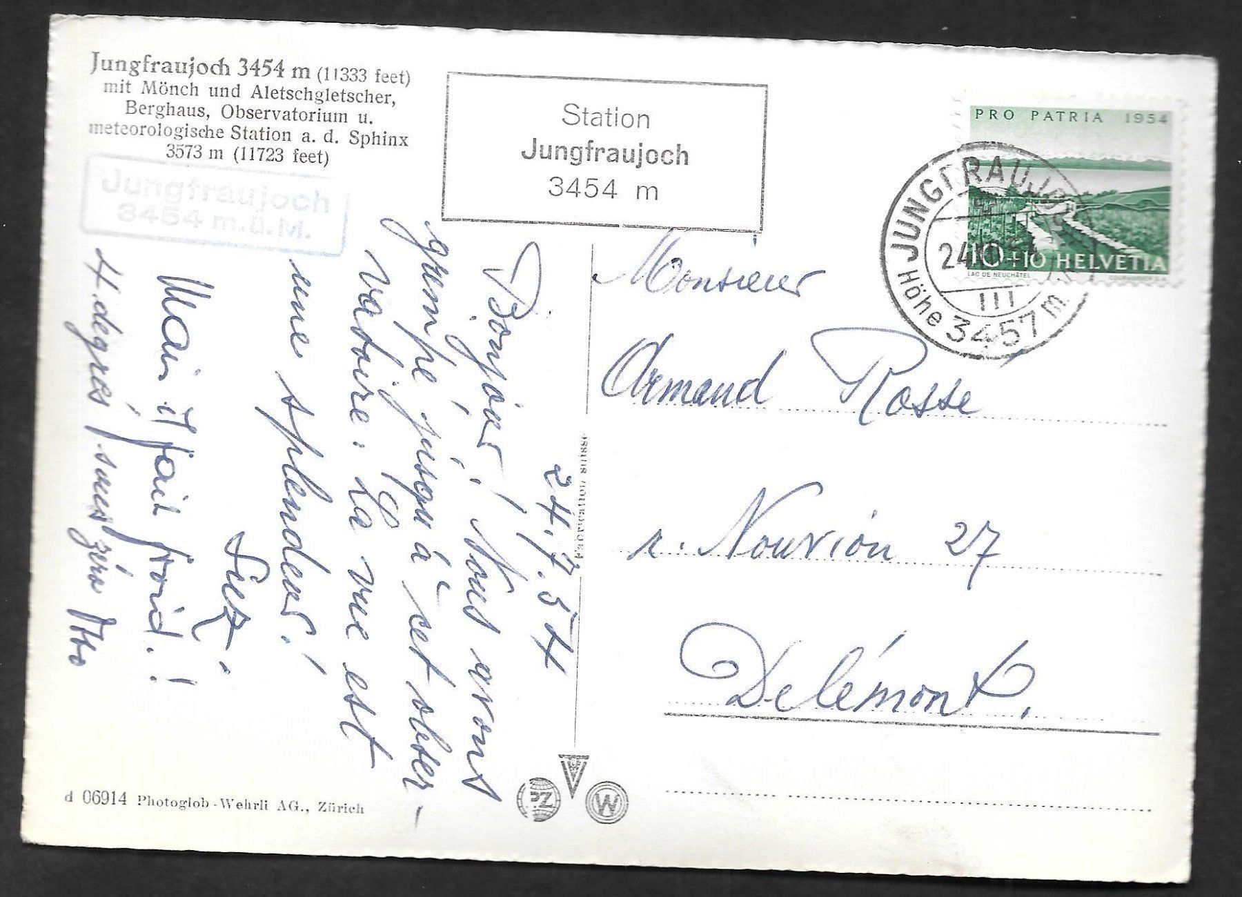 Cartoline postali: Jungfraujoch Berghaus Observatorium etc. – Usato da Olten venduto da clotaldi 1
