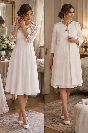 Brautkleid von Tiffany Rose und Mantel von Seraphine.