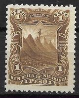 Nicaragua 1893: Berglandschaft Hoher Wert 1 Peso braun