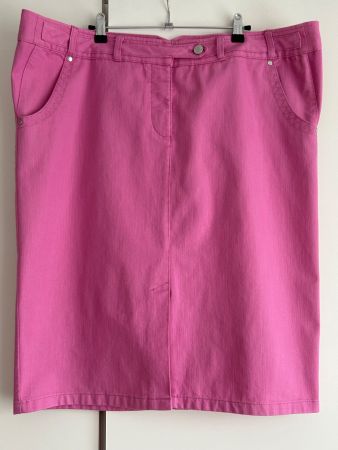 Moderner edler ungefütterteter Jeansrock, Baumwolle, pink