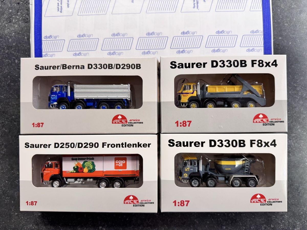 Saurer Modellini d'auto: Saurer Modelle 1:87 von ACE – Nuovo e nell'imballaggio originale da Lenk im Simmental venduto da trampeltier61