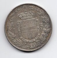 (124) Italien, 5 Lire, 1879, Umberto