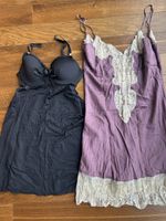 Schwarzer & lila Negligé Set, Schlaf  Gr. 75C/34C, Unterhemd