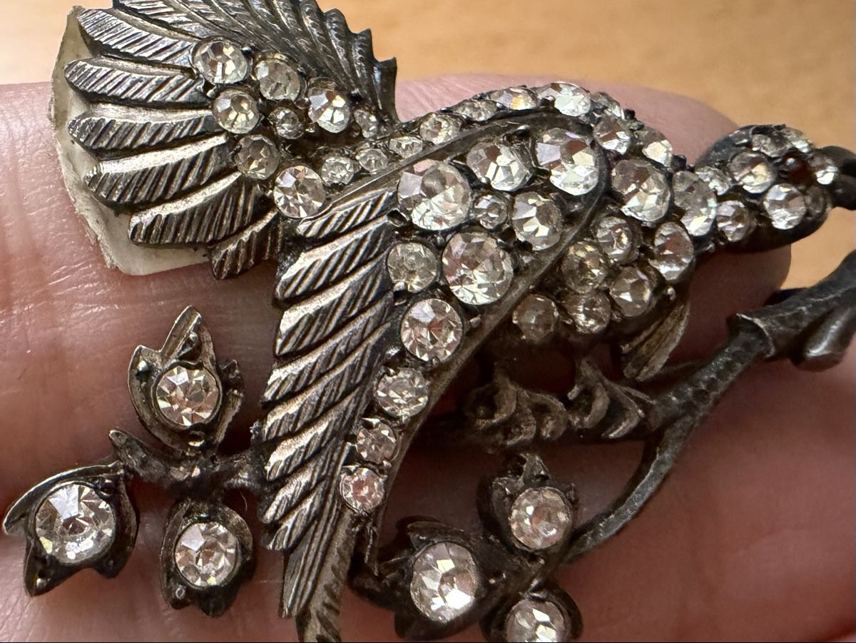 Spille & Fermagli: Antike Vogel-Brosche mit Strass, 925er Silber – Usato da Lamone venduto da LaCantinaMagica 4
