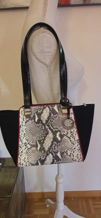 Handtasche Donna Laura Venezia Schlangenoptik schwarz