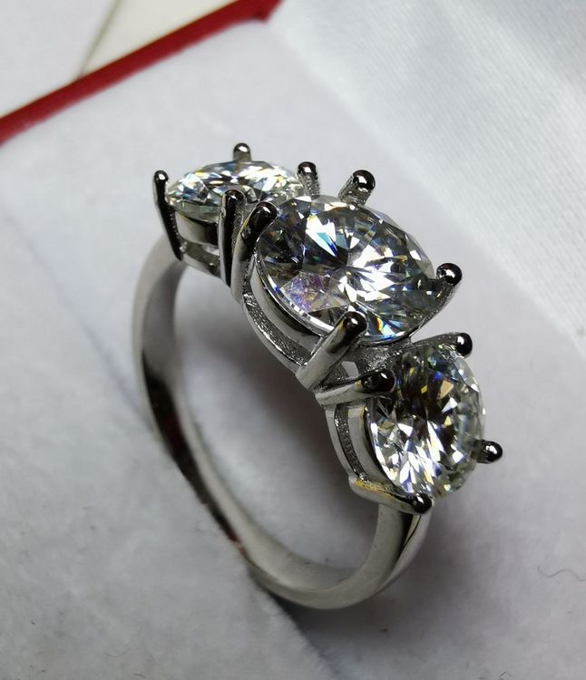 BAGUE DIAMANT SOLITAIRE ARGENT 925 – 14.55 Carats – Diamant Traité Blanc – Taille 7 – Radiant Cut