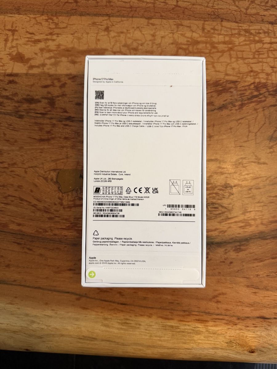 Apple Telefoni cellulari / Smartphones: IPhone 17 Pro Max 1TB Tiefblau – Nuovo (secondo la descrizione) da bern venduto da eli_tyg2 1
