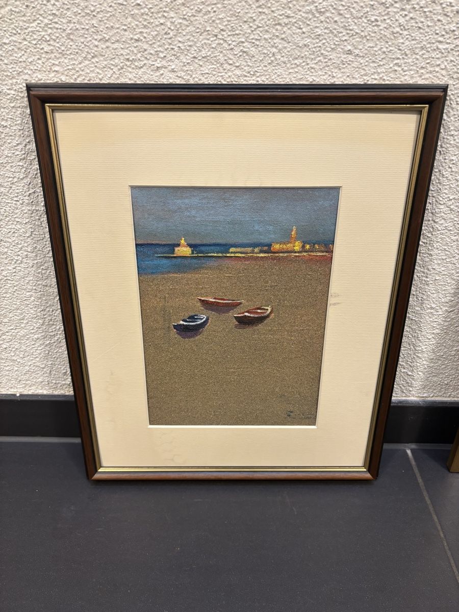 Gemälde: Gemälde mit Rahmen, Motiv: Boote am Strand, Kunst – Gebraucht aus Kreuzlingen von Floh_Markteo