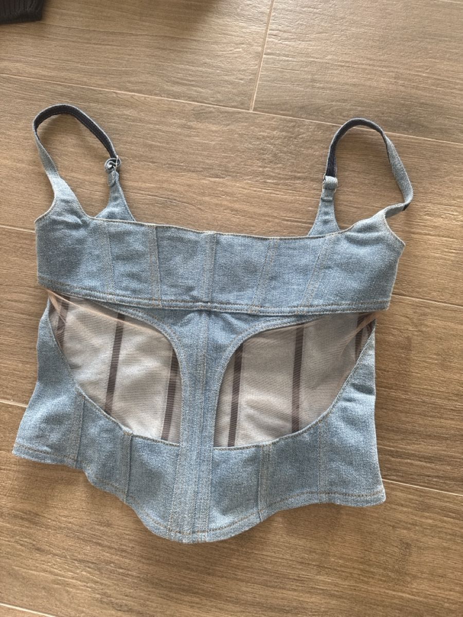 Top: Mugler Denim Corset Top - Iconic Design, Size Small! – Usato da Zürich venduto da Bellinka23