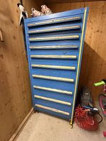 Werkstatt-Schubladenschrank, blau, mit vielen Fächern. 60...