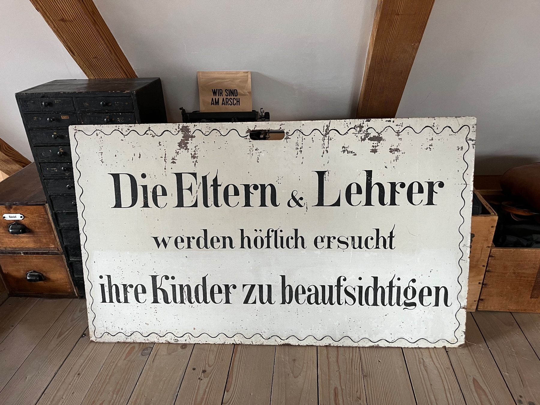 Schilder: Altes Metallschild mit doppelseitigem originellem Text – Gebraucht aus Steffisburg von Reitschel5 7