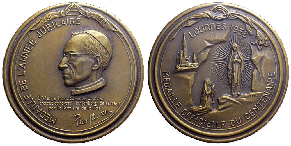 Medaglie: Rom, Pius XII., Bronzemedaille 1958 Lourdes – Usato da Chiasso venduto da Novamarketing