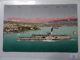 Dampfer "Helvetia" auf Zürichsee, Ansichtskarte 1909