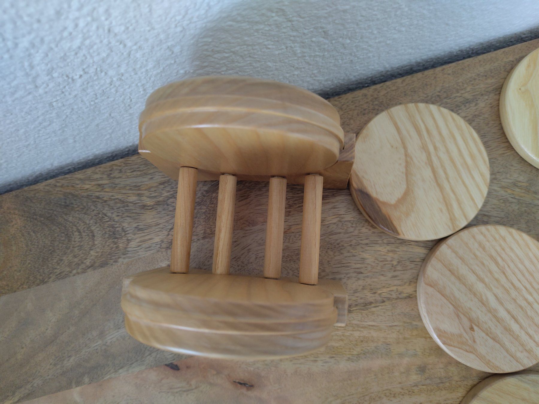 Sottobicchieri: 6x Glas-Untersetzer Holzfass Fässchen Set – Nuovo (secondo la descrizione) da Wangen SZ venduto da scherpa1 5