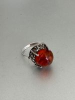 Vintage 835 Silber Ring mit Bernstein, Fischerland: 55-56