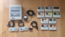 Super Nintendo SNES Konsole + 10 Spiele und Zubehöre