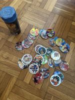 Lot de POGS année 90 Dragon Ball avec tube de rangement