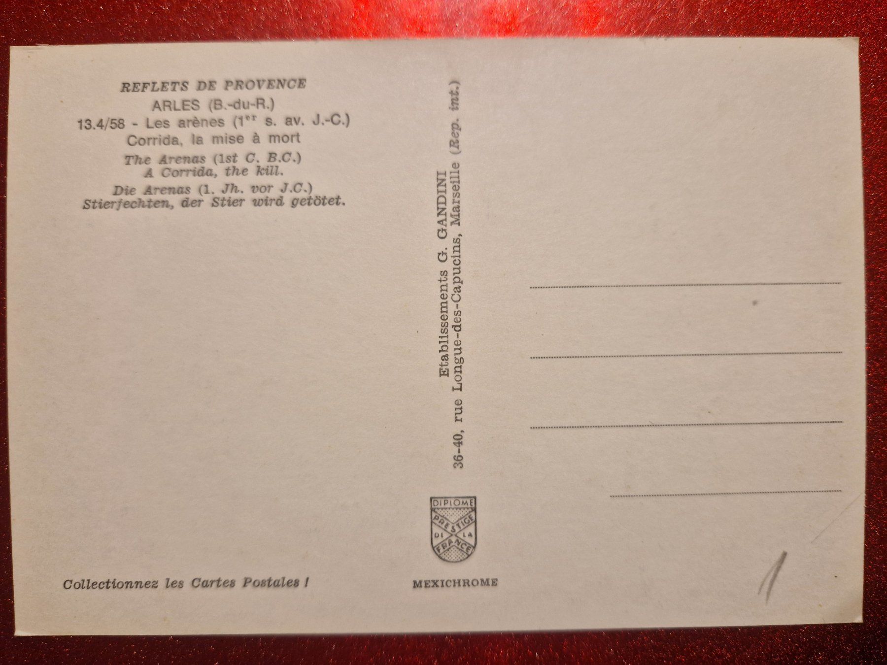 Cartoline postali: Arles Arena - tödlicher Stierkampf – Nuovo (secondo la descrizione) da Melchnau venduto da Fishel 2
