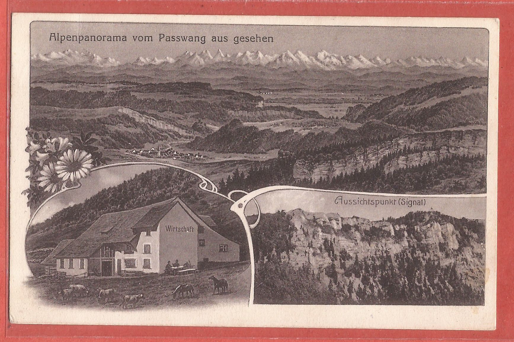 Cartoline postali: Passwang - Alpenpanoraama und Wirtschaft - 1921 – Usato da Fislisbach venduto da Porano
