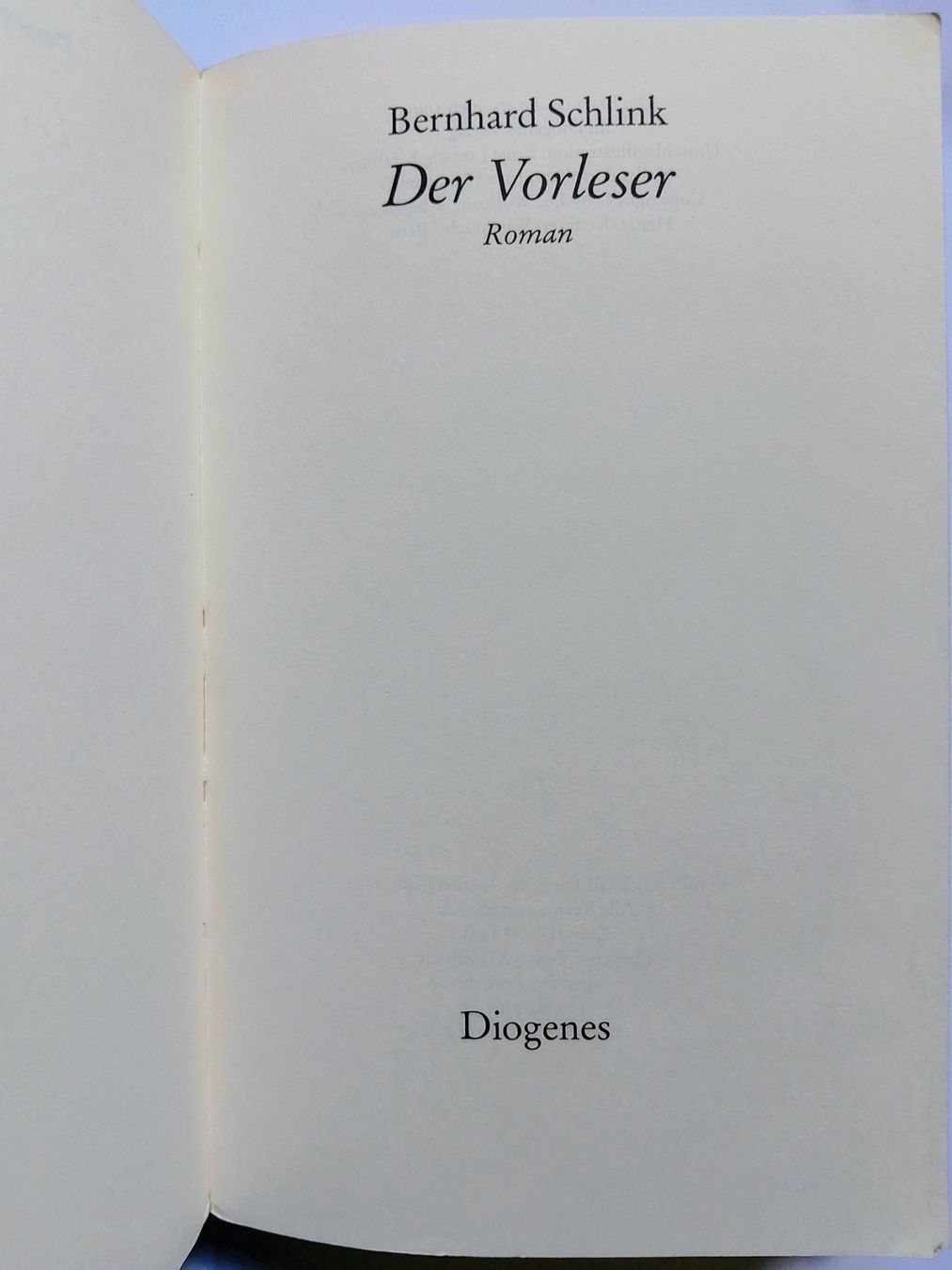 Bücher: Bernhard Schlink: Der Vorleser . Roman – Gebraucht aus Zürich von Flitzi2005 3