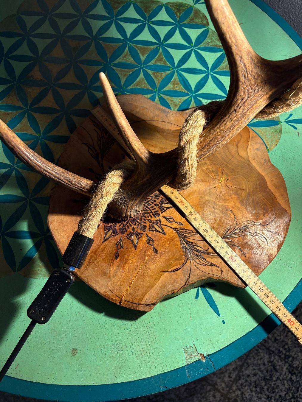 Lampade: Hirschgeweih Lampe mit Mandala – Nuovo (secondo la descrizione) da Erlinsbach SO venduto da sofieee 3