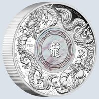2 OZ Silber Münze - Double Dragon - Mother of Pearl - 2024