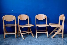 Lot de 4 Chaises pieds compas vintage scandinaves en bois