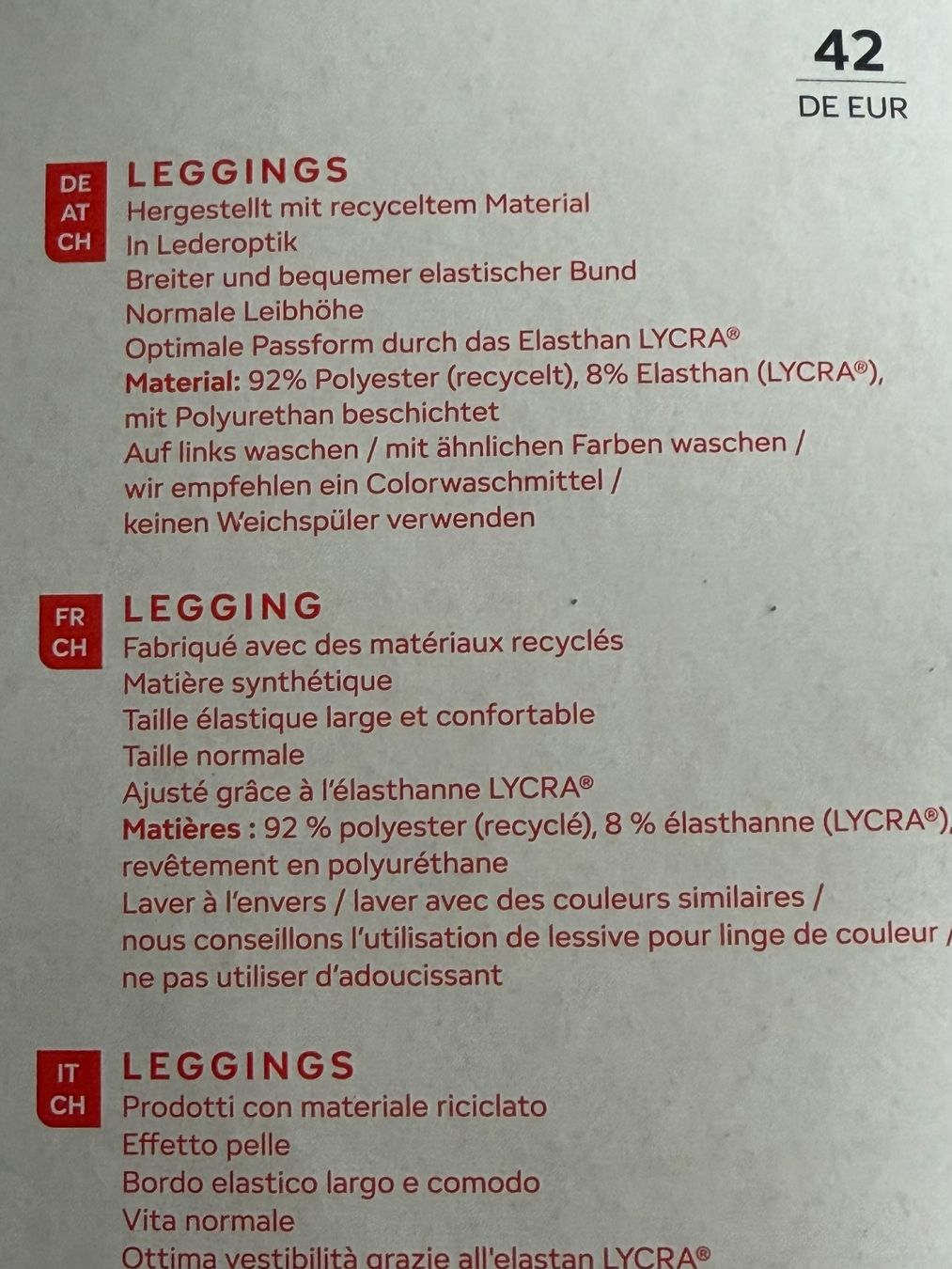 Leggings: Kunstleder Leggings mit hoher Taille - Grösse 42 – Neu und originalverpackt aus Uetendorf von Stoun 3