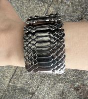 Allsaints Silver Tone Snake Scale Cuff Bracelet