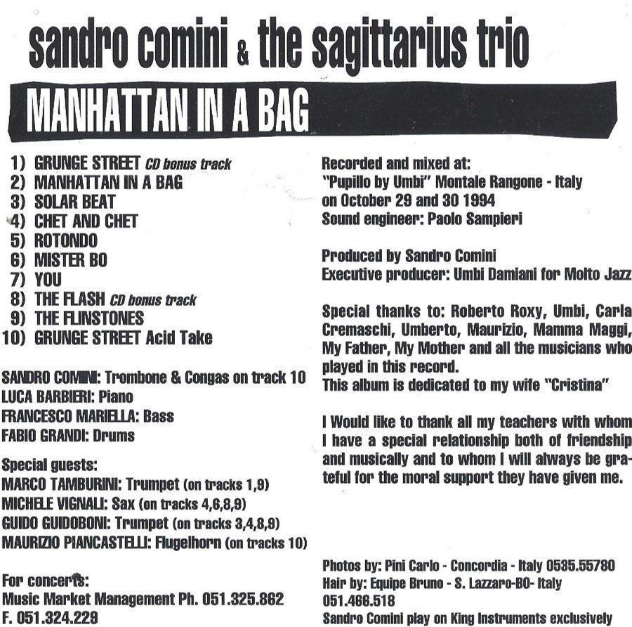 CDs: Sandro Comini & Sagittarius Trio MANHATTAN BAG Cool Jazz CD – Gebraucht aus Kandergrund von Sososo 3